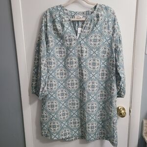 NWT Loft Women's Relaxed Casual Office Comfy Soft Stylish Till/White Dress Sz. L